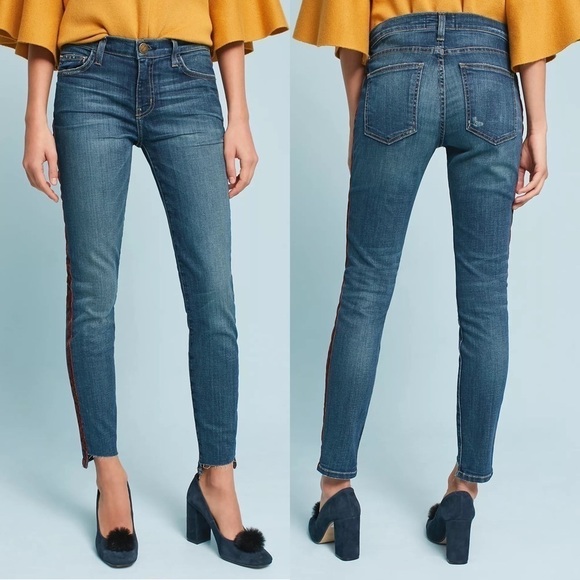 CURRENT/ELLIOTT THE STILETTO TOWNIE W/SLANTED STEP HEM TUXEDO STRIPE DENIM JEANS - Picture 2 of 16